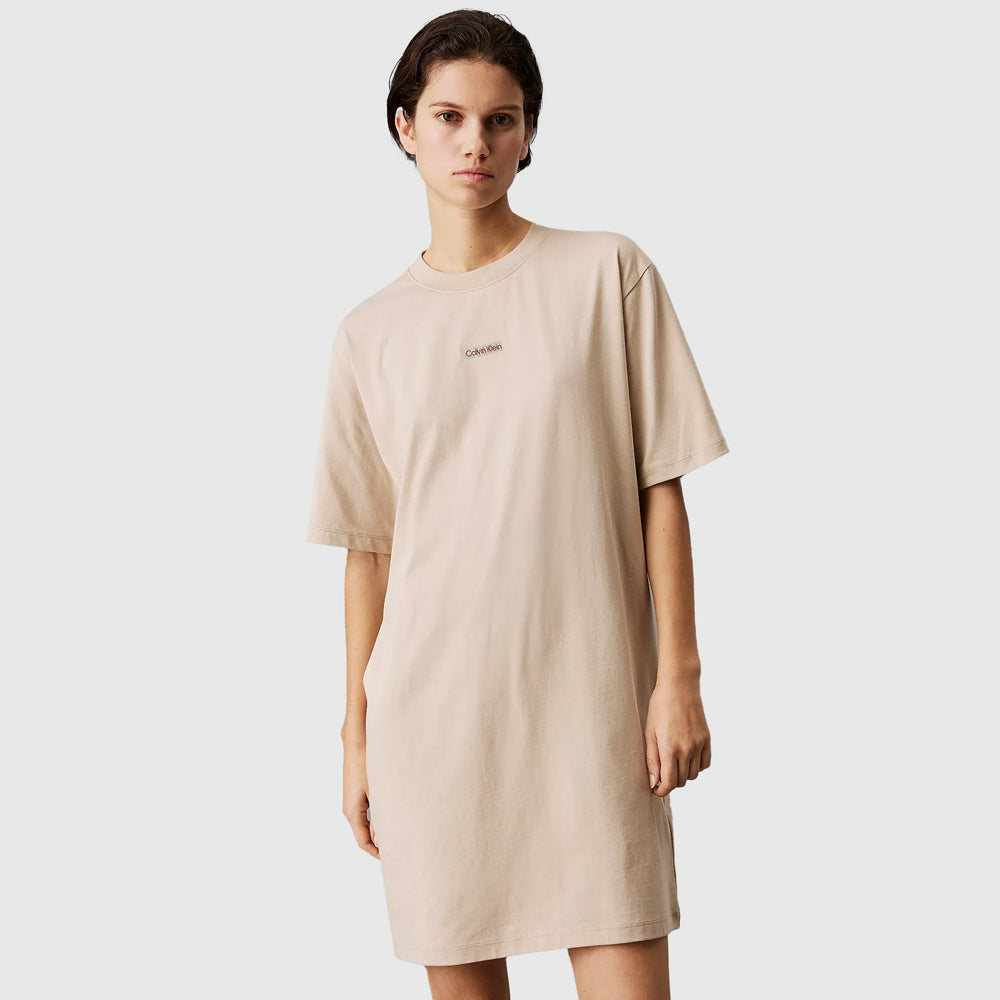 Calvin Klein Placed T-Shirt Dress - Brown |ThirdBaseUrban