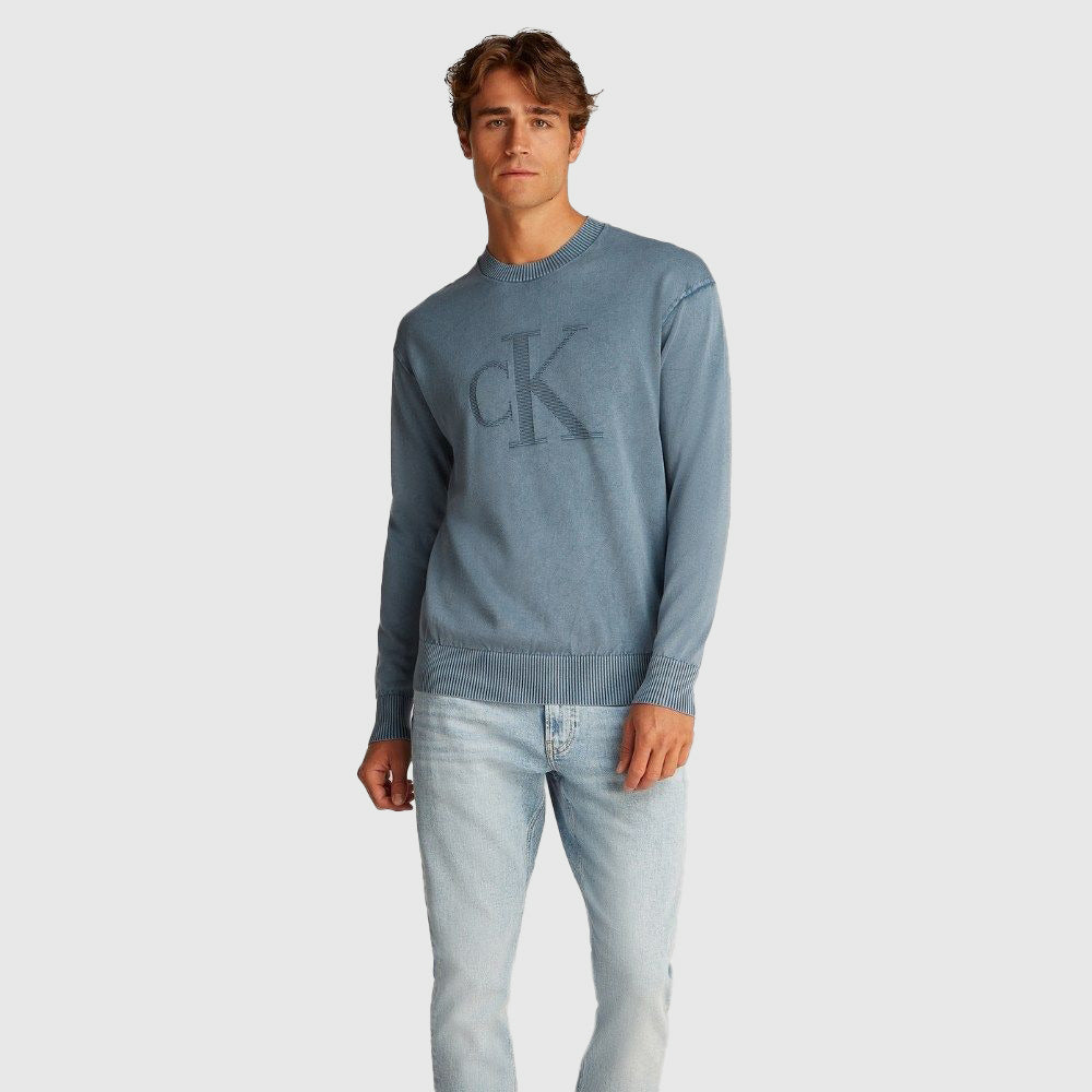 Calvin Klein Premium Monogram Sweater - Indigo |ThirdBaseUrban