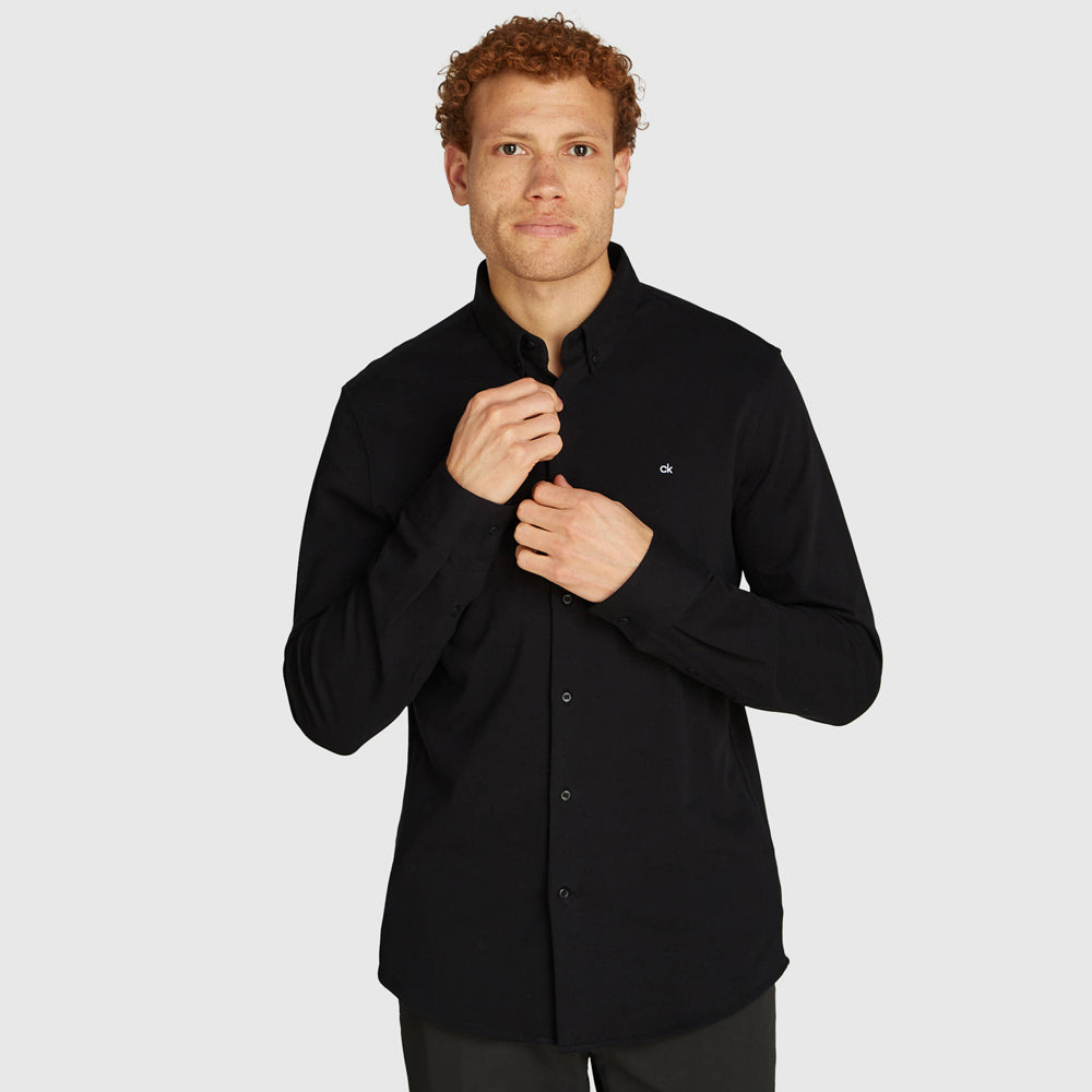 Calvin Klein Pique Jersey Shirt - Black |ThirdBaseUrban