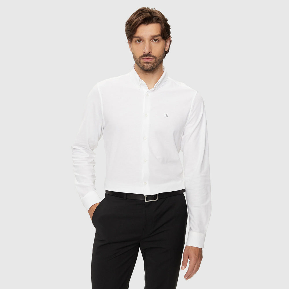 Calvin Klein Pique Jersey Shirt - White |ThirdBaseUrban