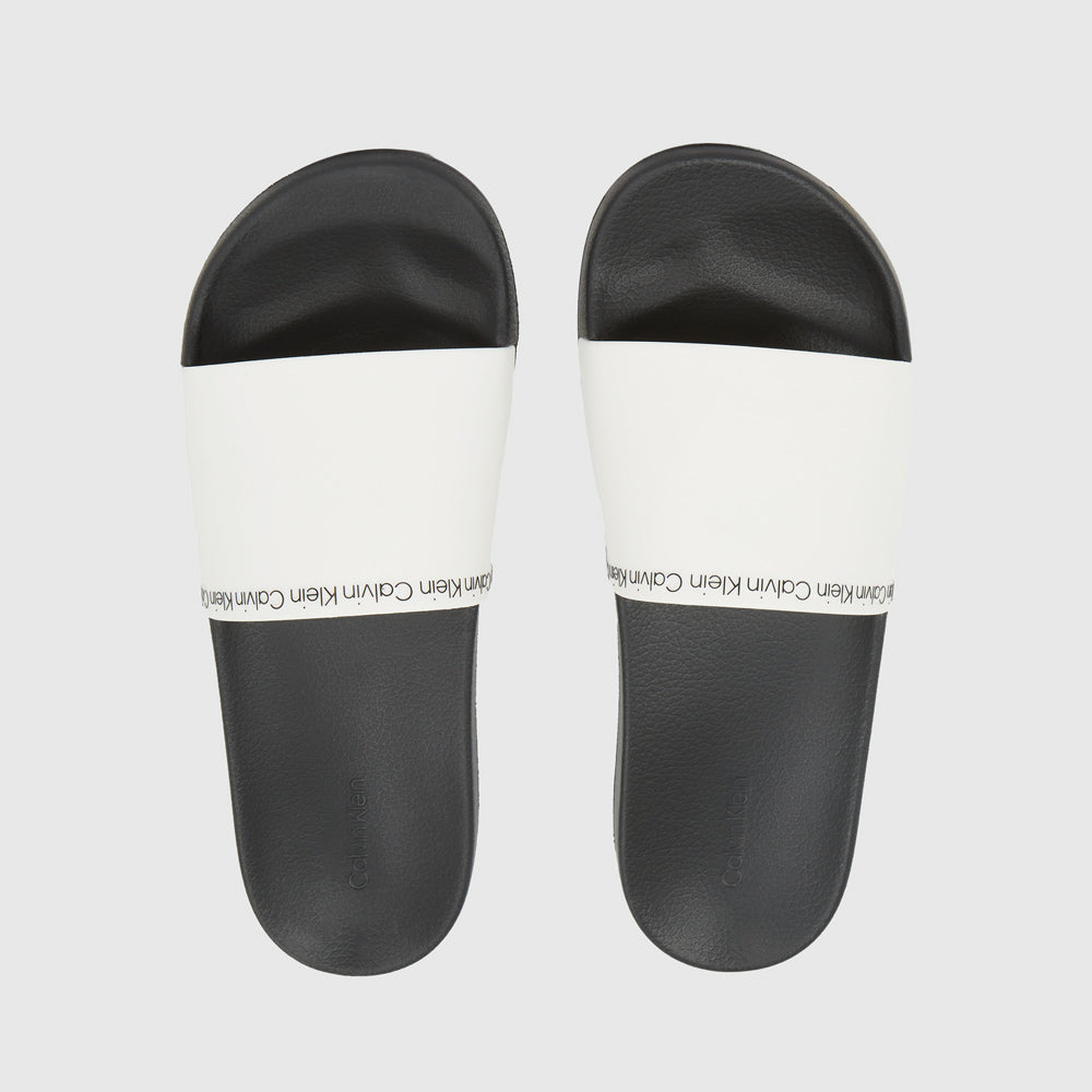 Calvin Klein Rubber Pool Slide - White Multi |ThirdBaseUrban