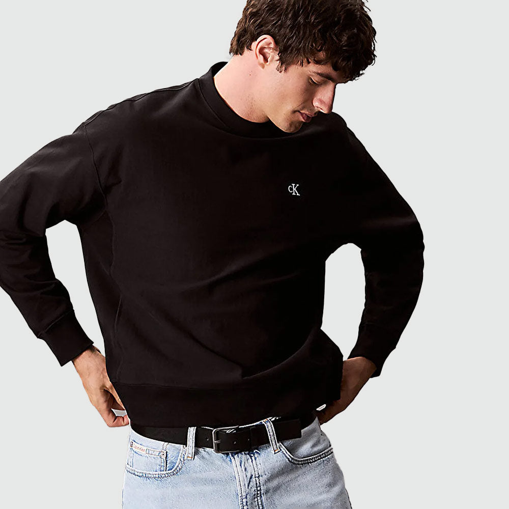 Premium Terry Monogram Cotton Sweatshirt - Black
