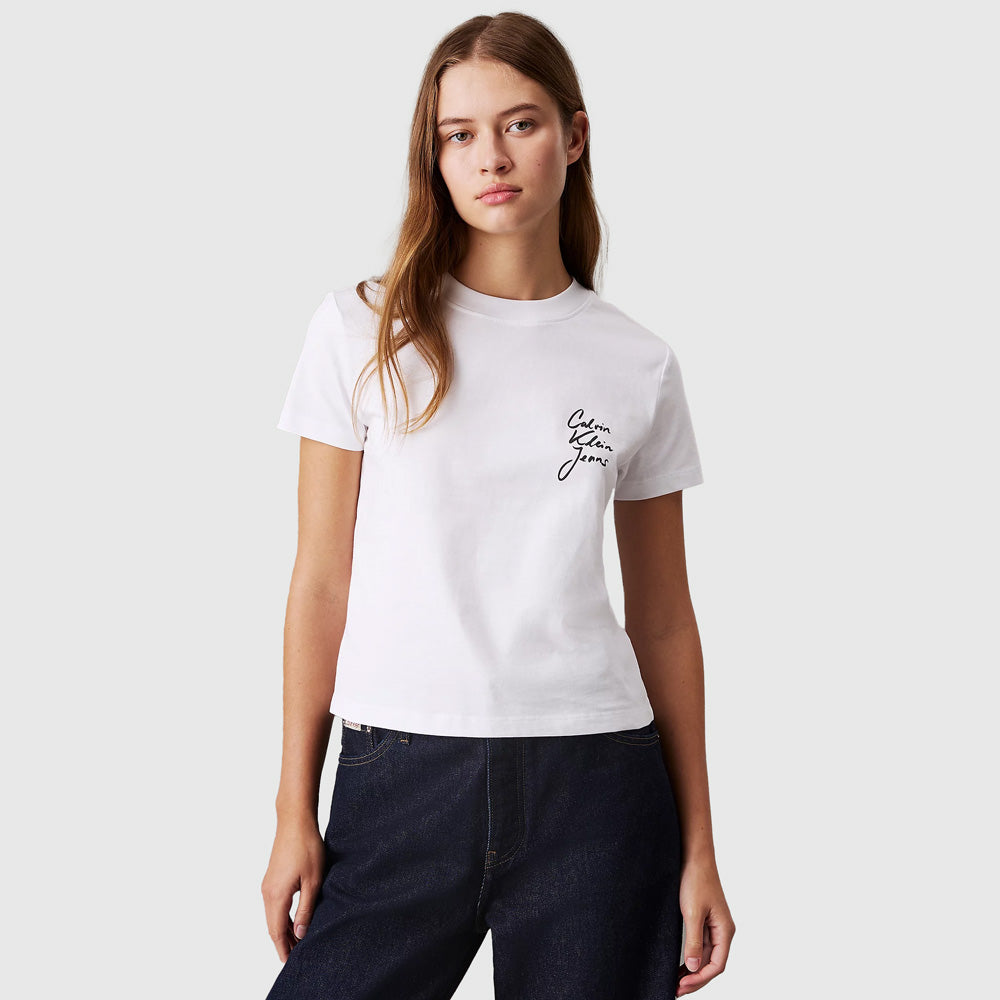 Calvin Klein Script Baby T-Shirt - White |ThirdBaseUrban