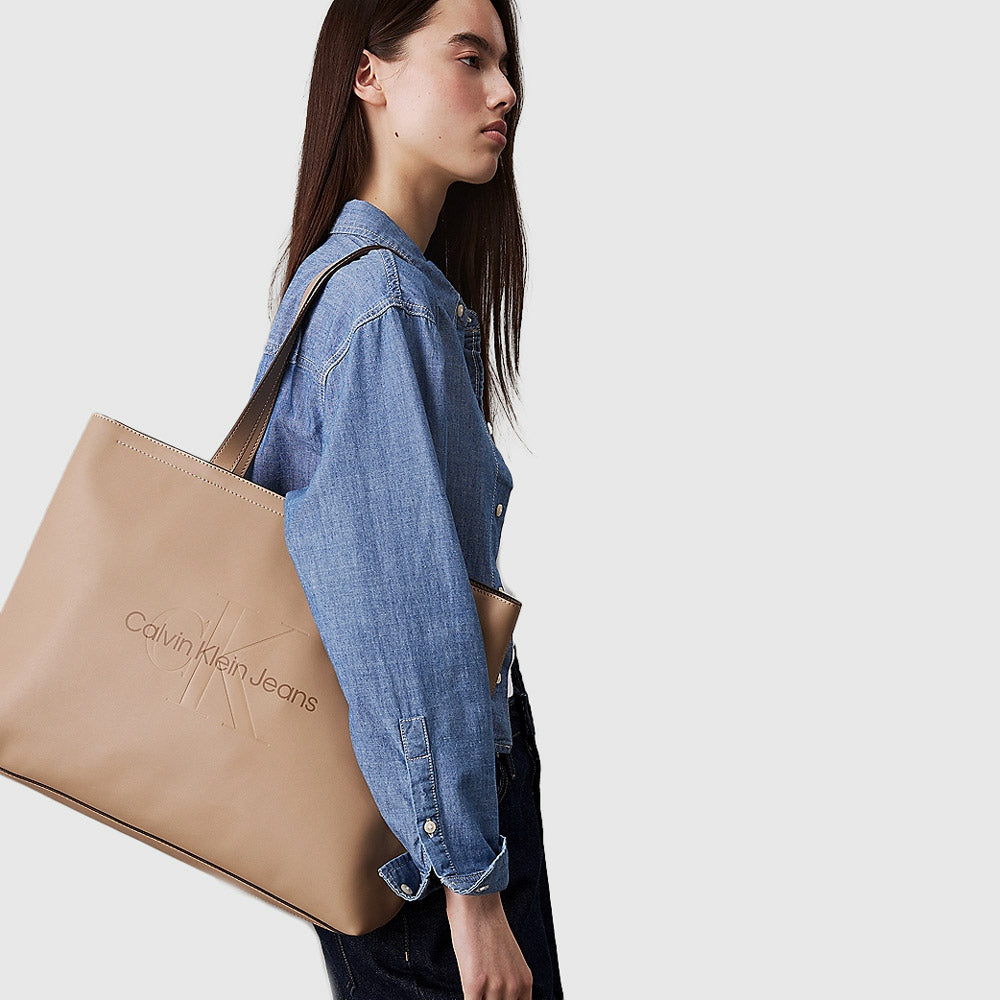 Calvin Klein Sculpted Slim Tote Bag - Beige |ThirdBaseUrban