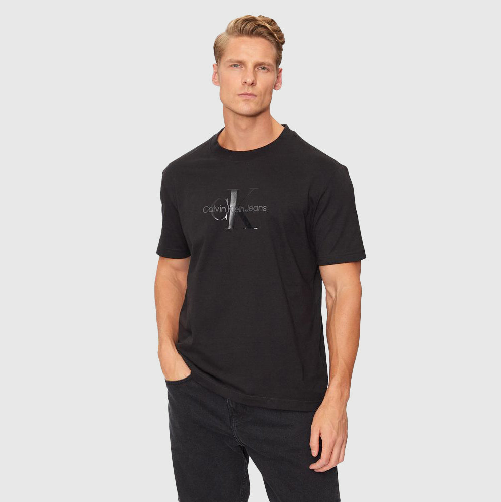 Calvin Klein Shiny Monologo T-Shirt - Black |ThirdBaseUrban