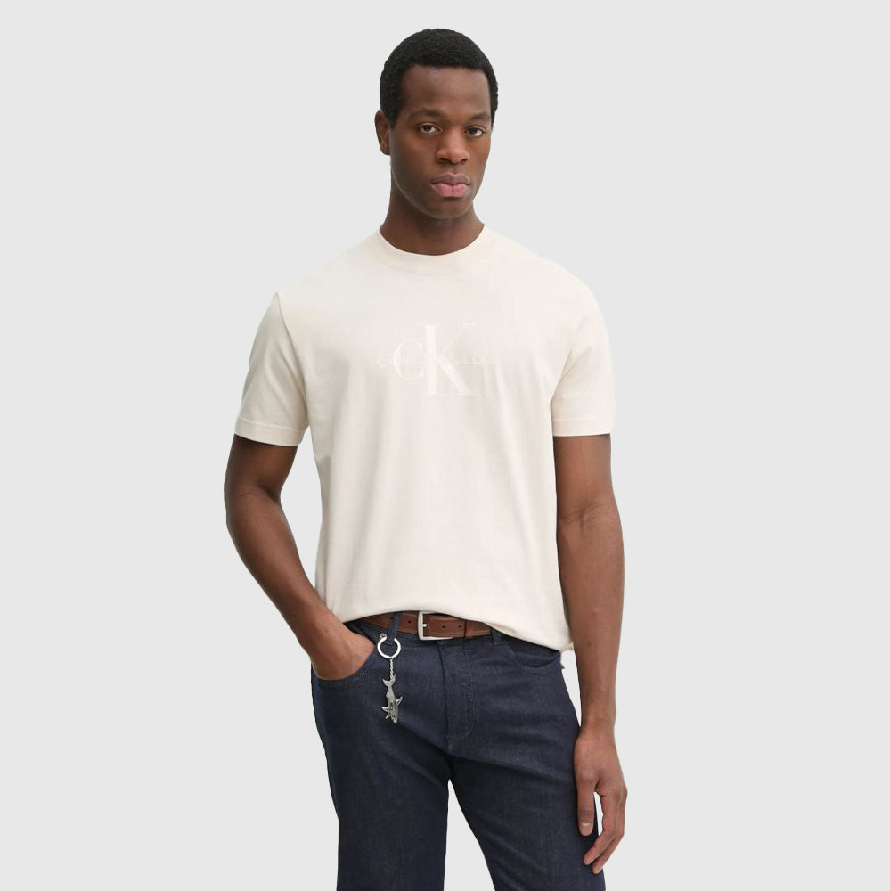 Calvin Klein Shiny Monologo T-Shirt - Light Grey |ThirdBaseUrban
