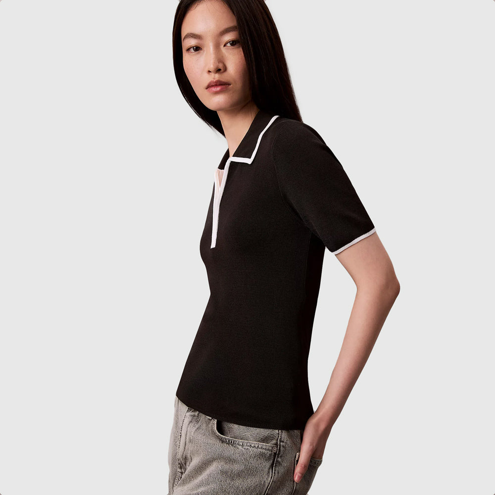 Calvin Klein Color Block Golfer - Black |ThirdBaseUrban