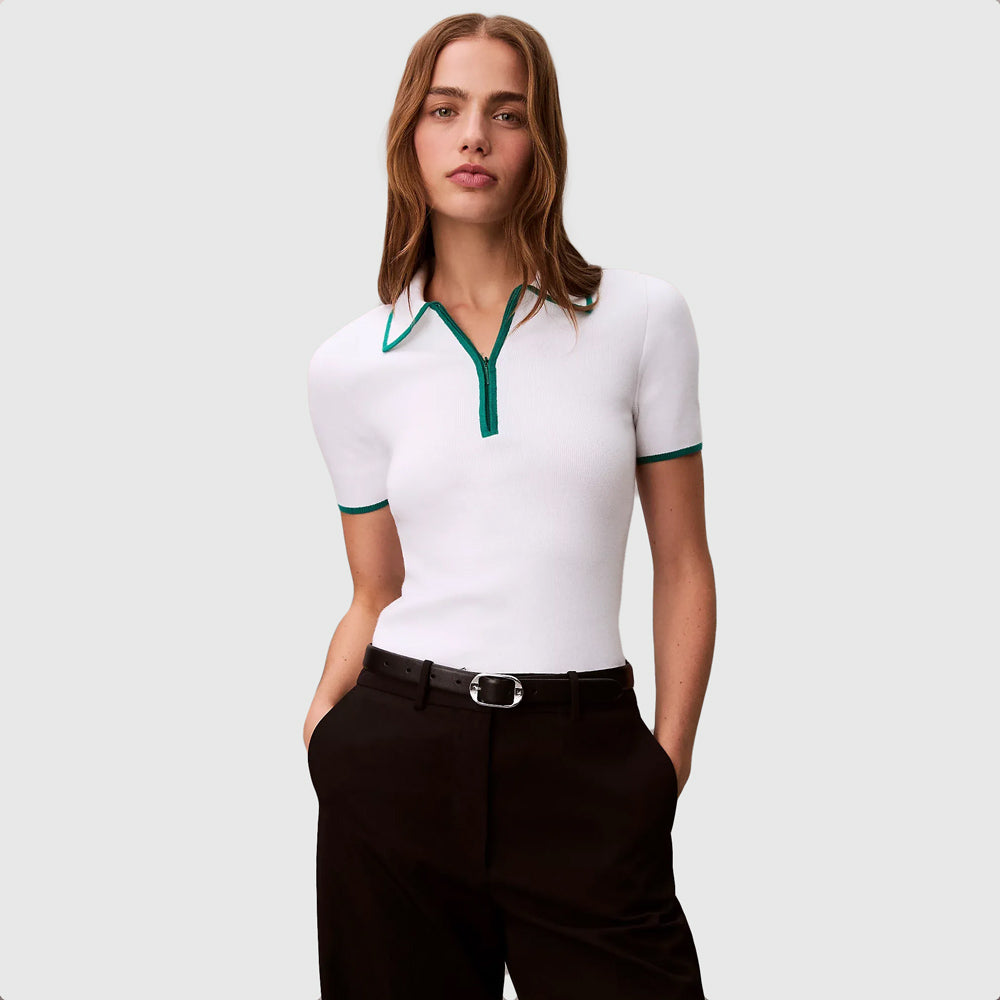Calvin Klein Color Block Golfer - White |ThirdBaseUrban