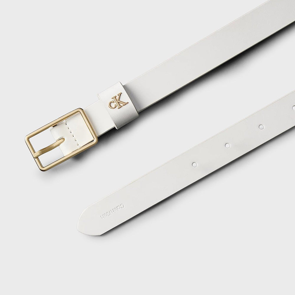 Square Buckle Ck Loop 25mm Belt - White