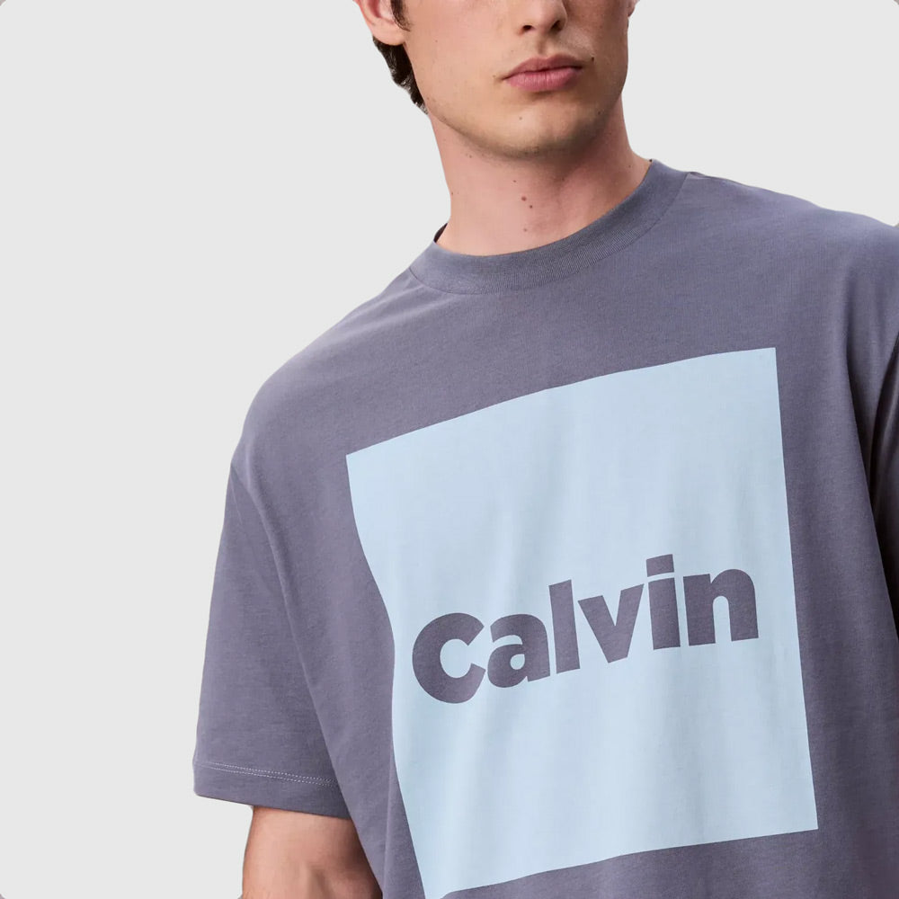 Calvin Box Graphic T-Shirt - Blue Grey