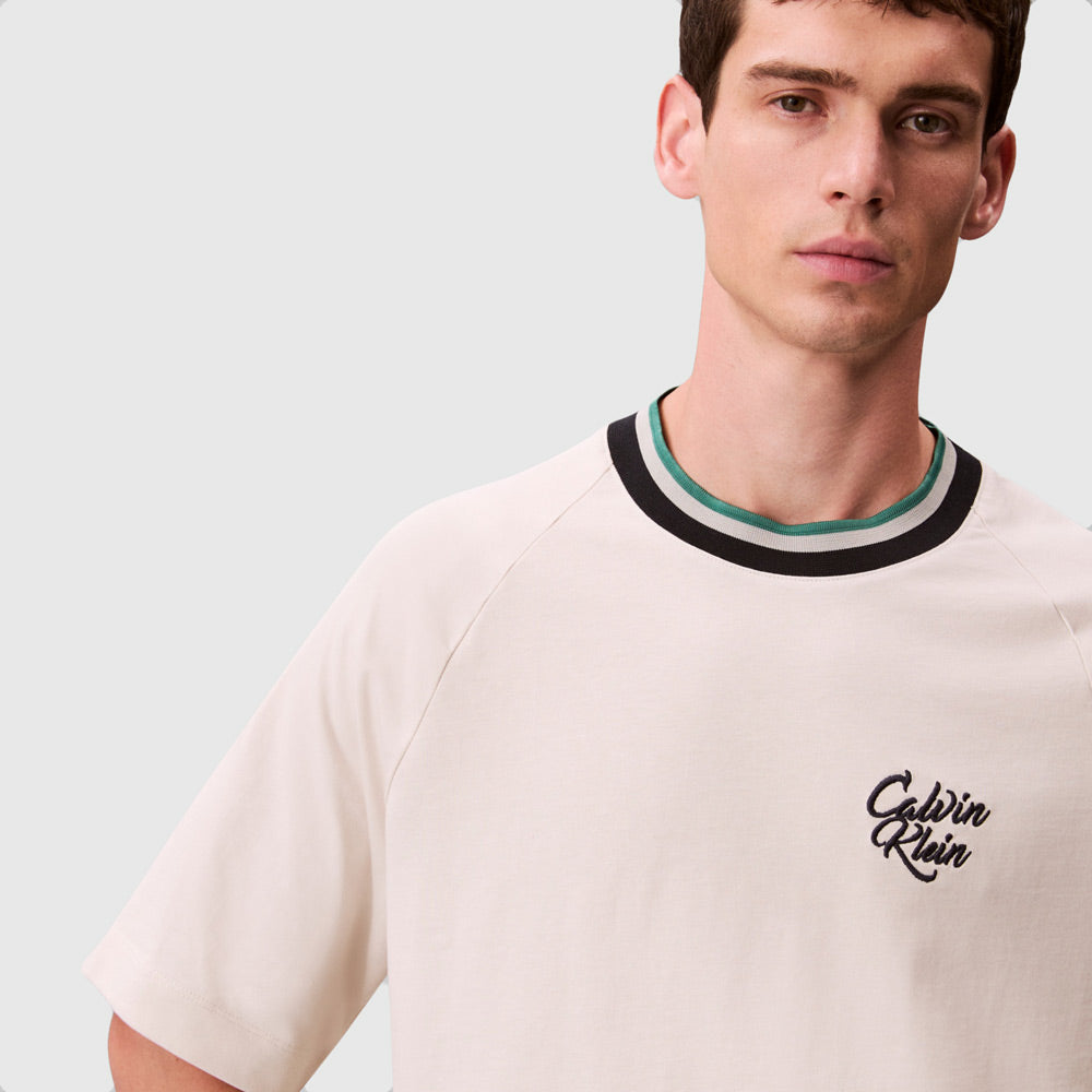 Jersey Tipped Raglan T-Shirt - Offwhite