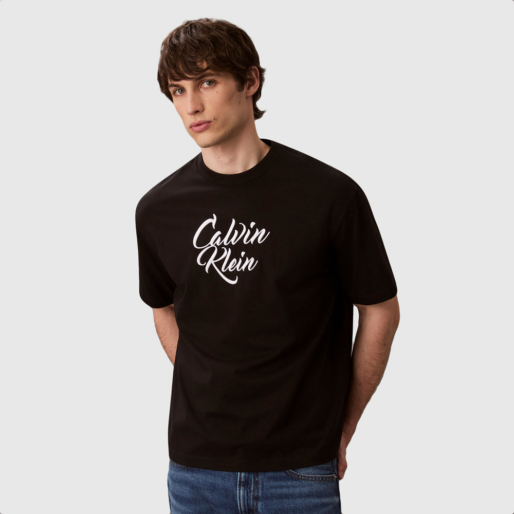 Calvin Klein Cursive Graphic T-Shirt - Black |ThirdBaseUrban
