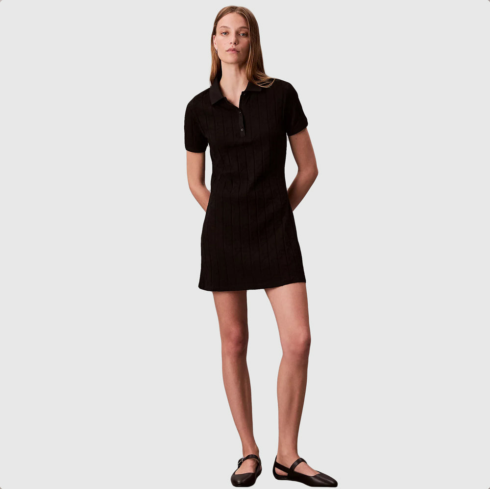 Jacquard Mini Dress - Black