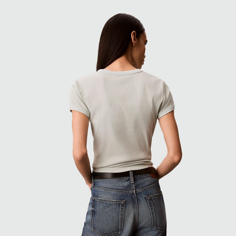 Slim Ribbed Cotton Logo T-Shirt - Mint
