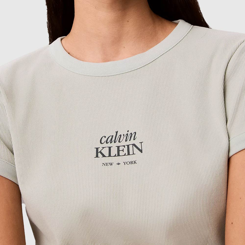 Slim Ribbed Cotton Logo T-Shirt - Mint