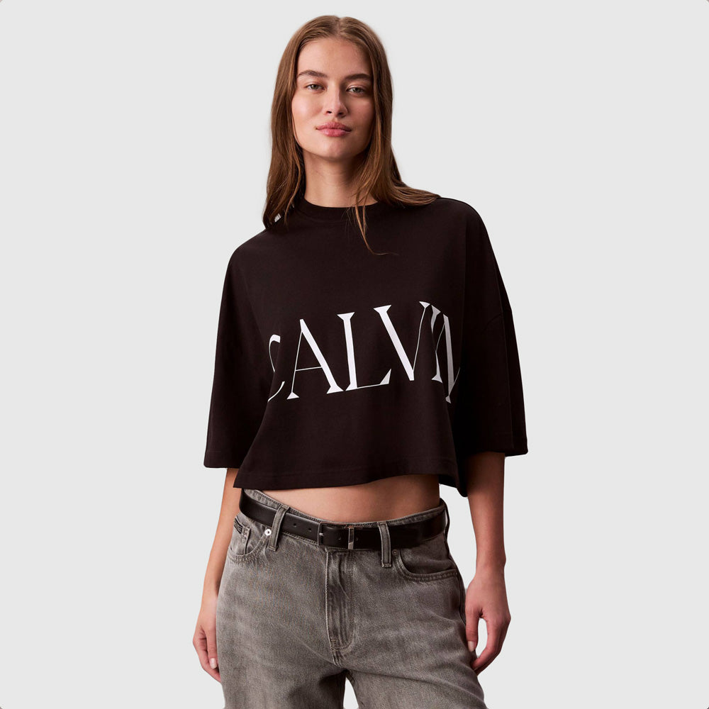 Calvin Klein Cropped Graphic T-Shirt - Black |ThirdBaseUrban
