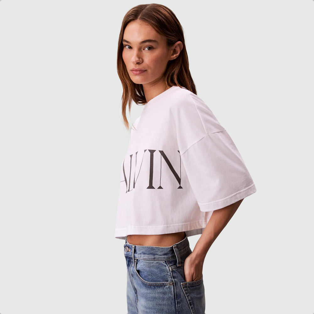 Cropped Graphic T-Shirt - White
