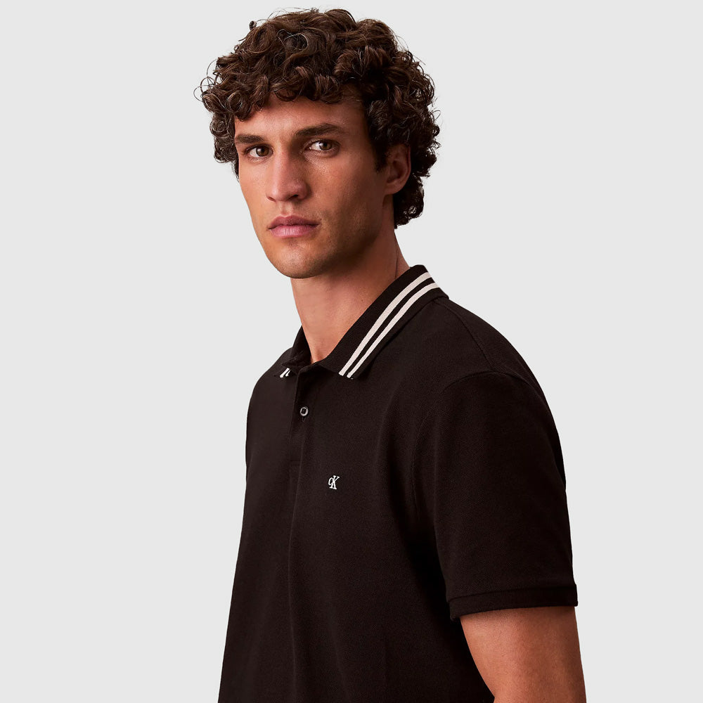 Pique Tipped Golfer - Black