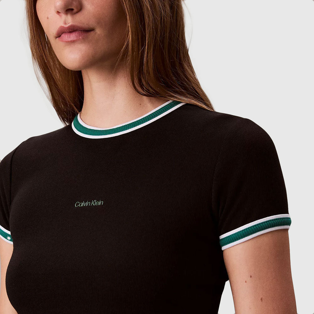 Color Block Rib Baby T-Shirt Dress - Black