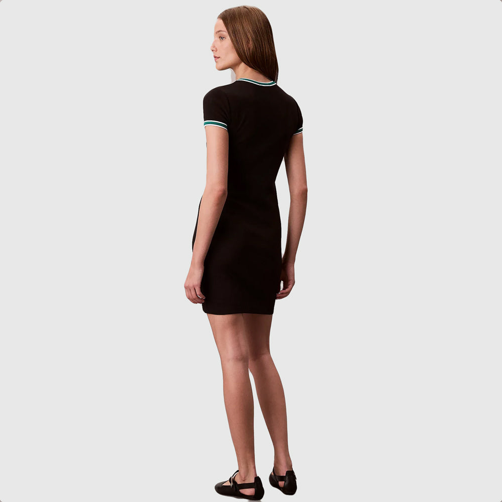 Color Block Rib Baby T-Shirt Dress - Black