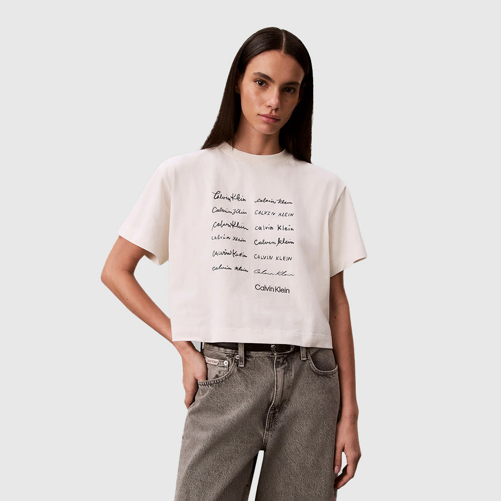 Cropped Boxy Graphic T-Shirt - Offwhite