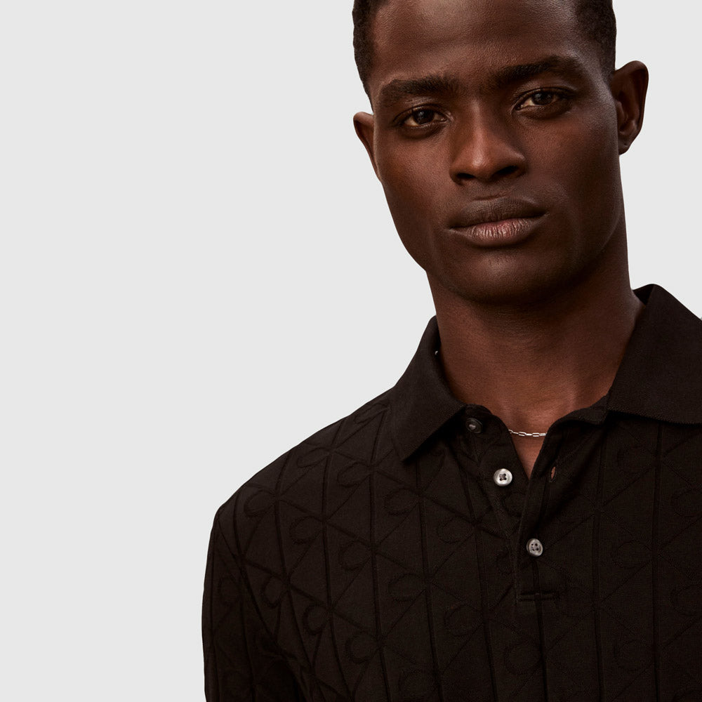 Mercerized Jacquard Golfer - Black
