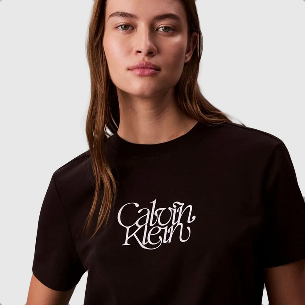 Fitted Script Calvin Klein T-Shirt - Black
