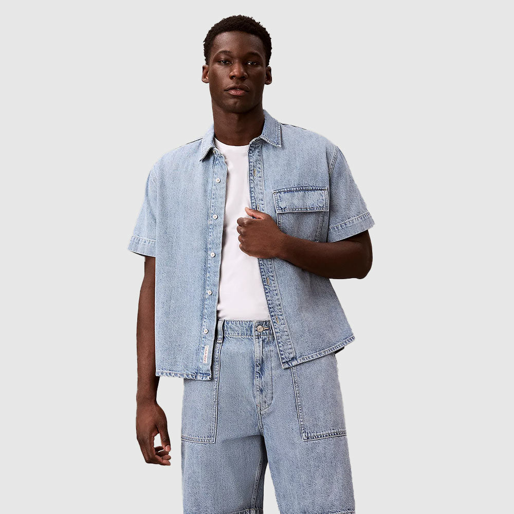 Linen Denim Utility Shirt - Denim Light
