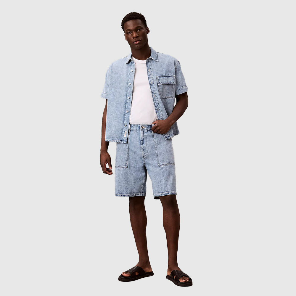 Linen Denim Utility Shirt - Denim Light