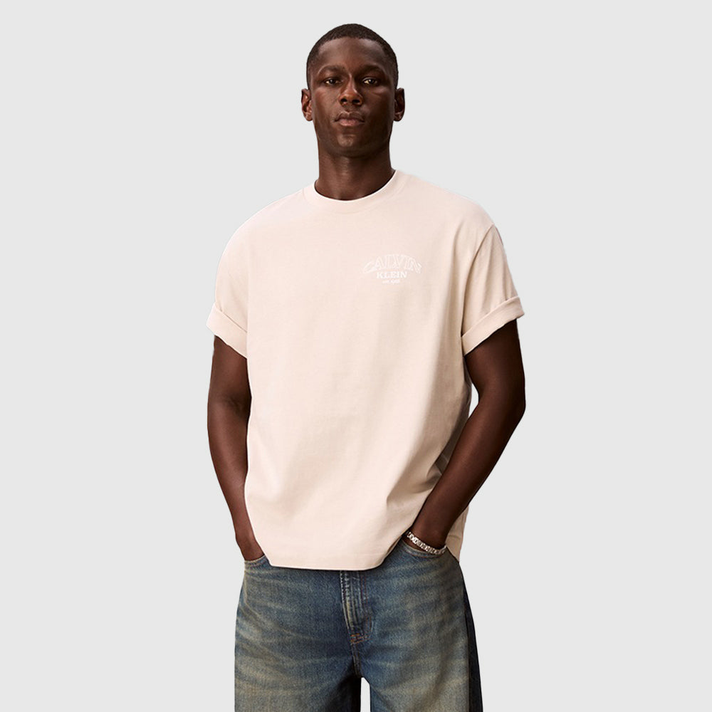 Relaxed Embossed Monologo T-Shirt - Beige
