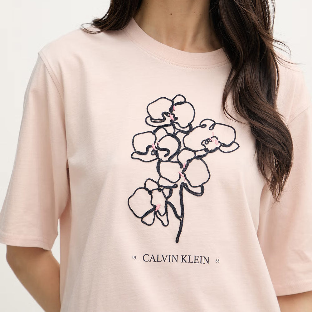 Seasonal Graphic Oversized T-Shirt Floral - Beige