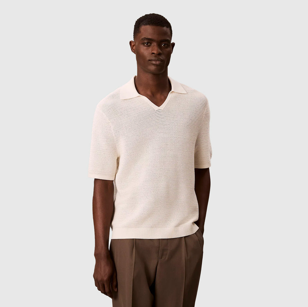 Calvin Klein Tech Knit Golfer - Offwhite |ThirdBaseUrban