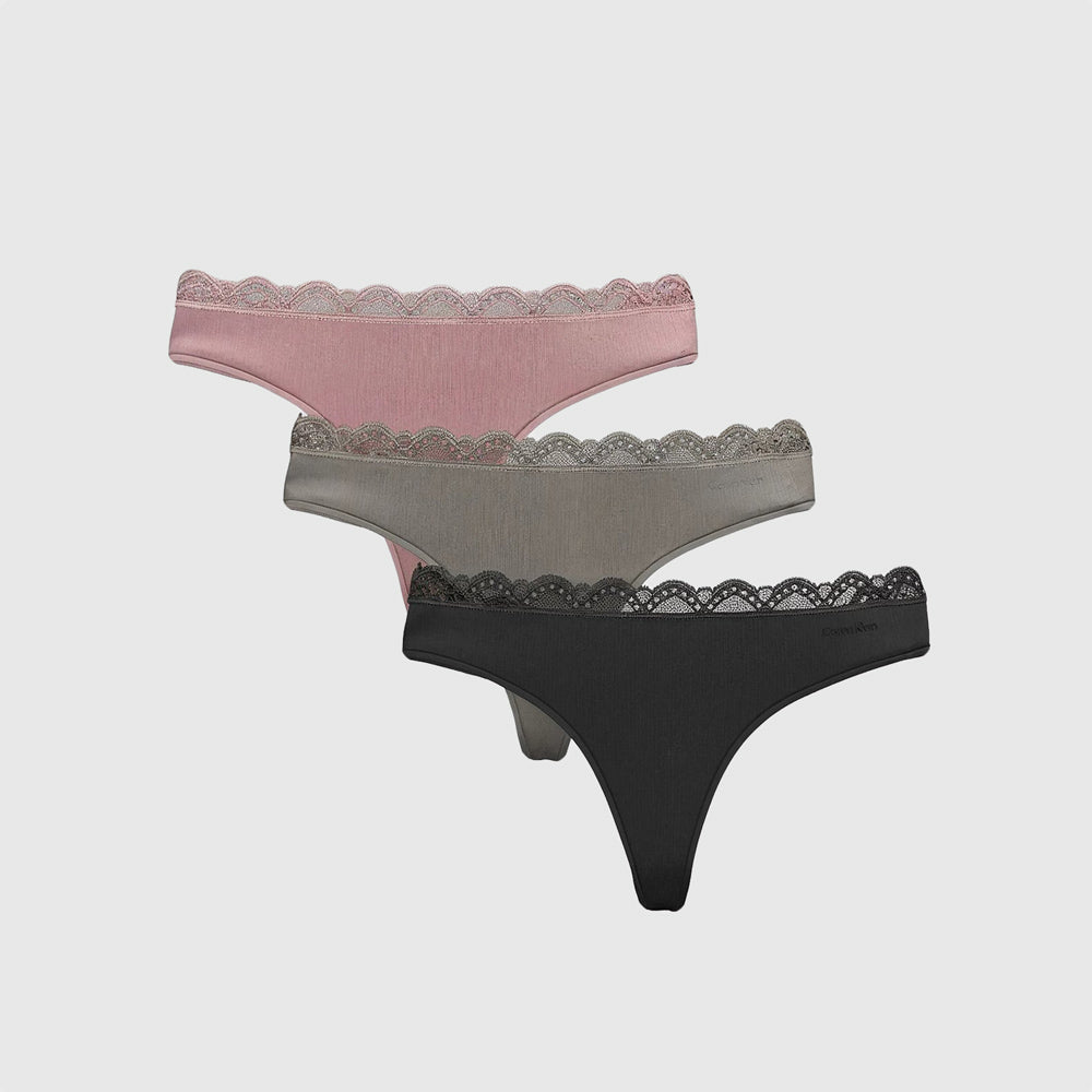 Calvin Klein 3 Pack Thong - Black Multi |ThirdBaseUrban