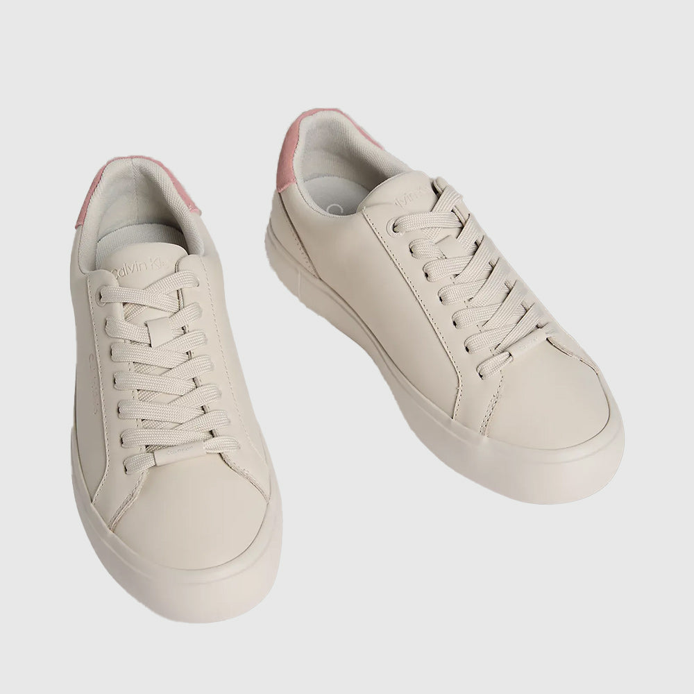 Lace Up Leather Mix Sneaker - Off White Multi