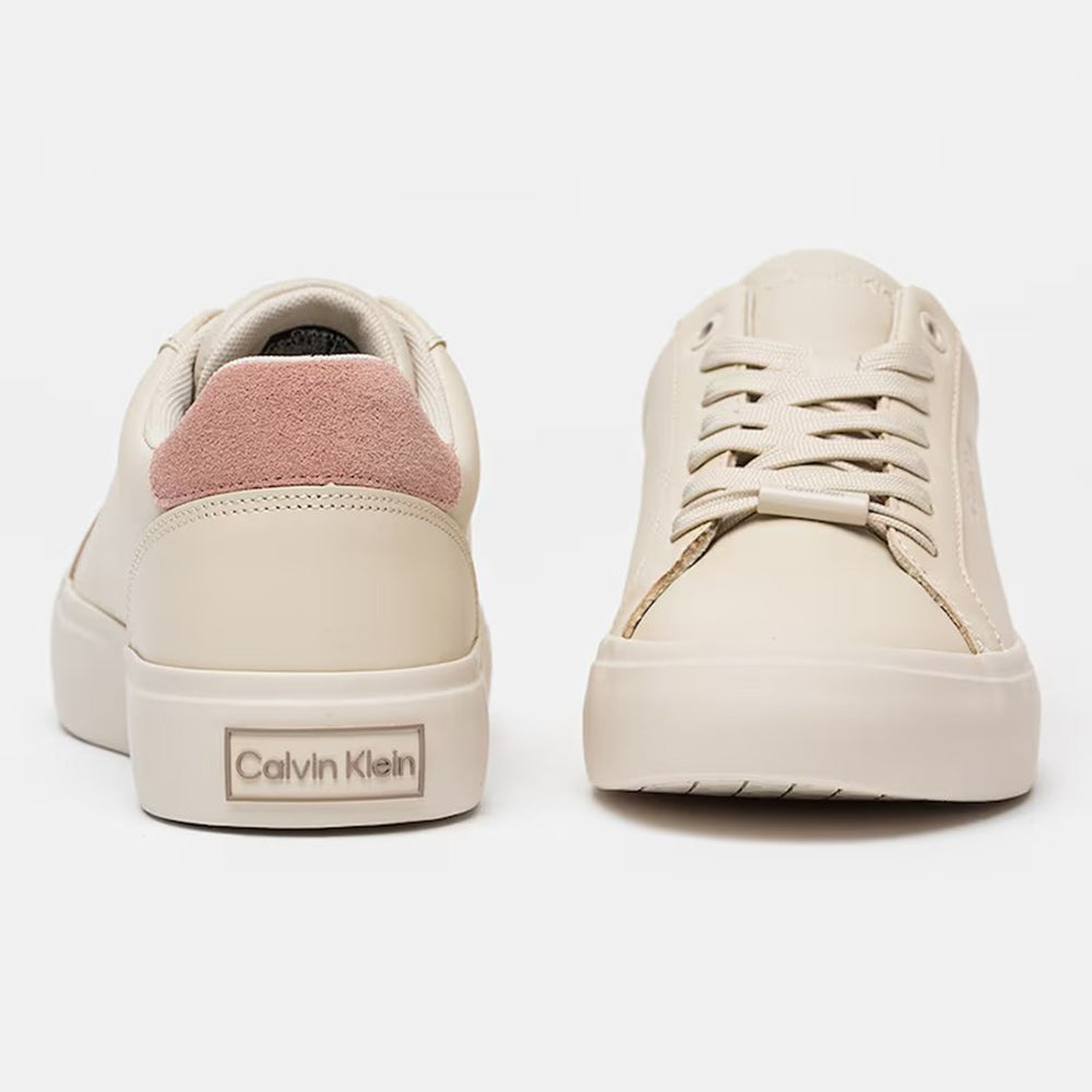 Lace Up Leather Mix Sneaker - Off White Multi