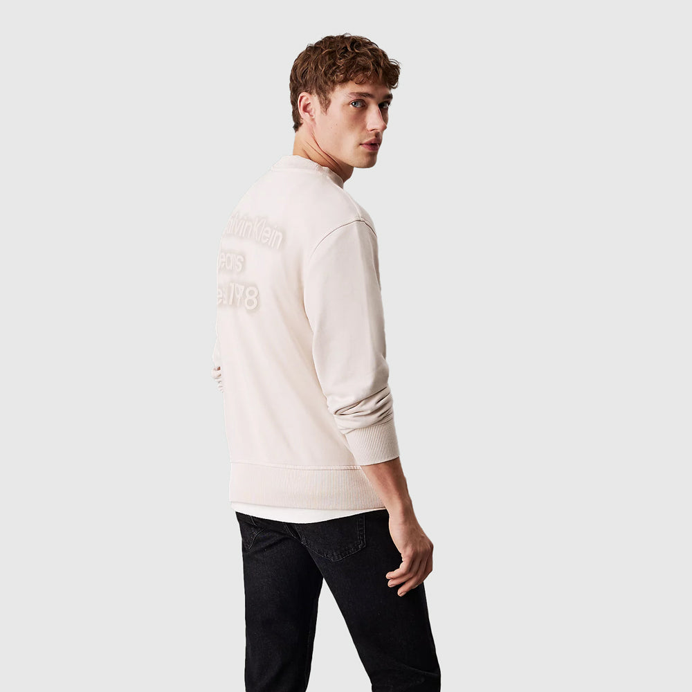 Washed Print Sweater - Light Grey