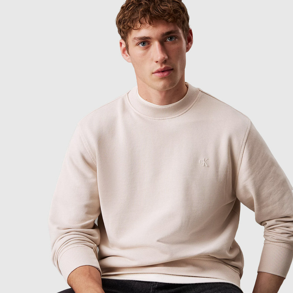 Calvin Klein Washed Print Sweater - Light Grey |ThirdBaseUrban