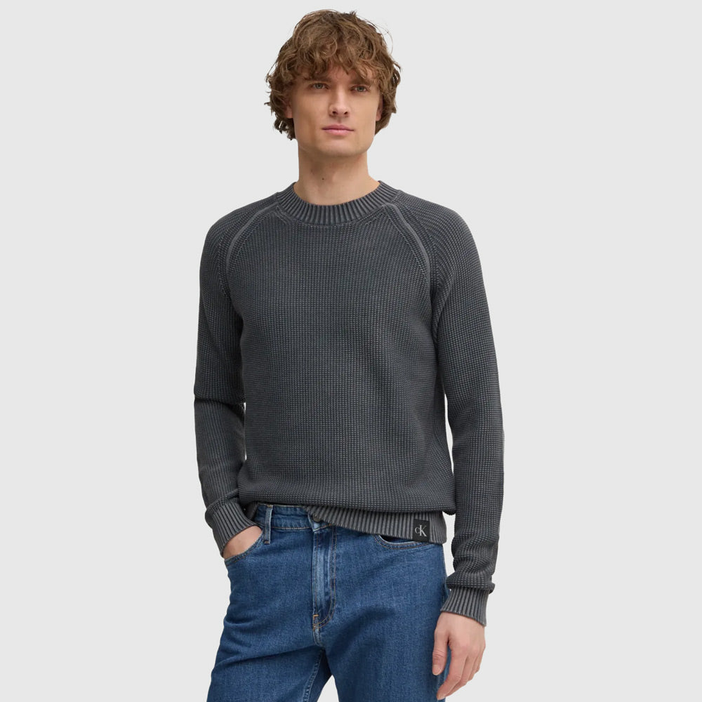 Calvin Klein Washed Raglan Sweater - Grey |ThirdBaseUrban