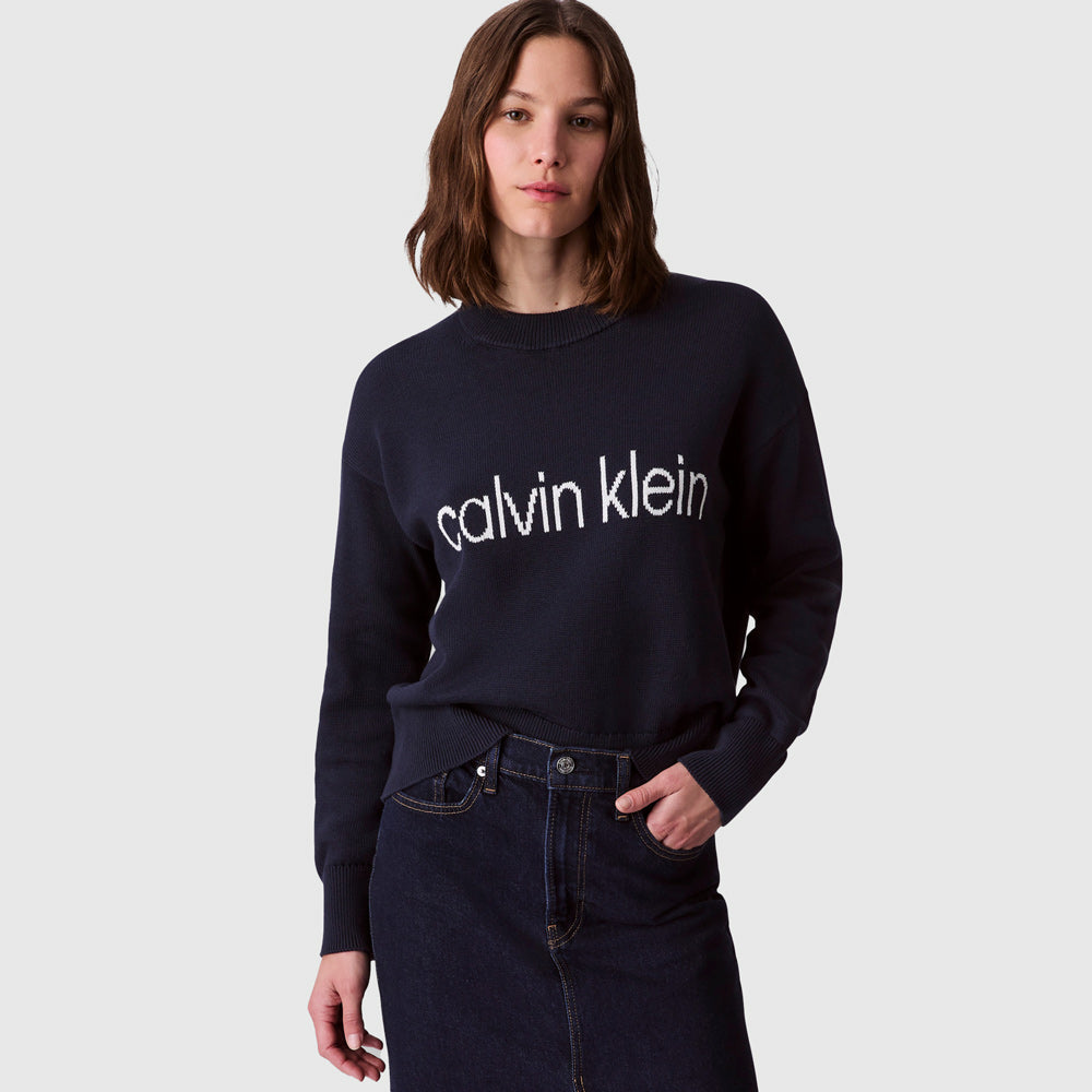 Calvin Klein Cotton Graphic Pullover - Navy |ThirdBaseUrban