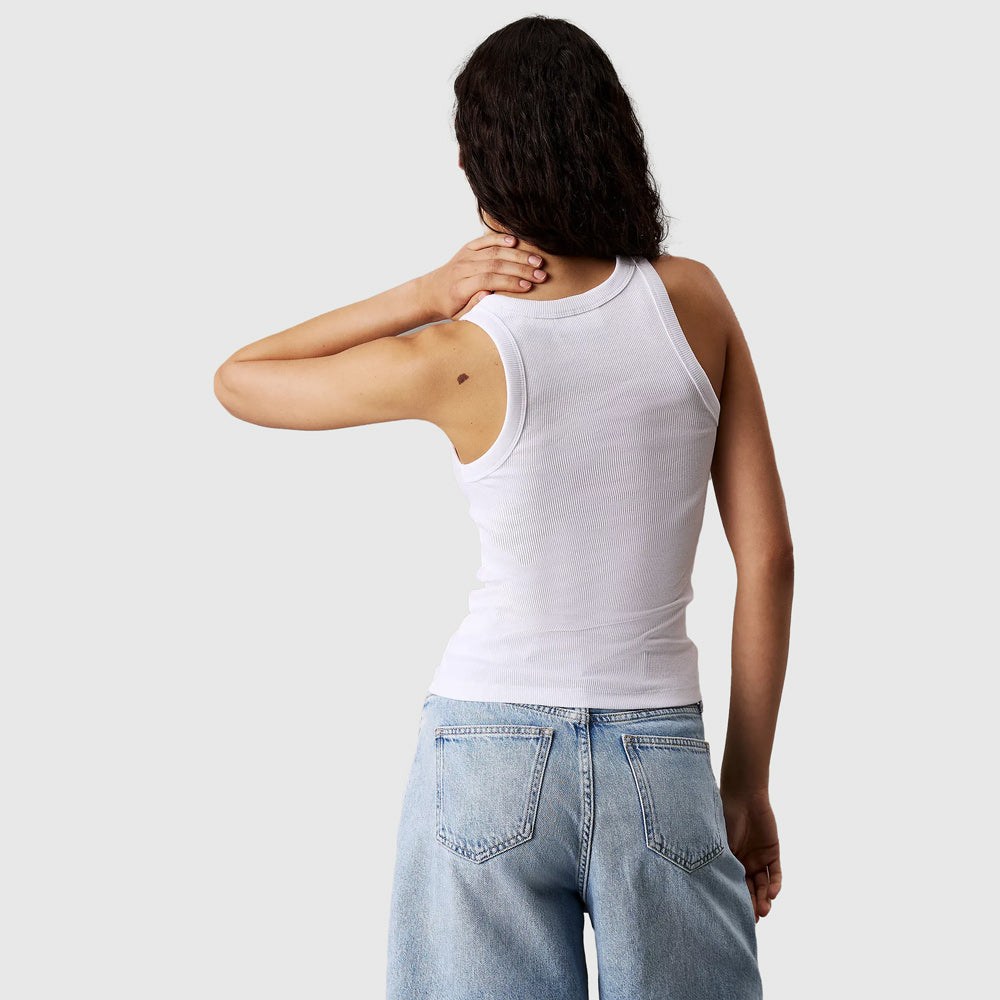 Woven Rib Tank Top - White