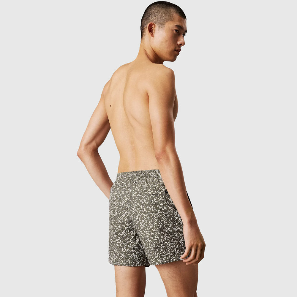 Swim Drawstring-Print Shorts - Green