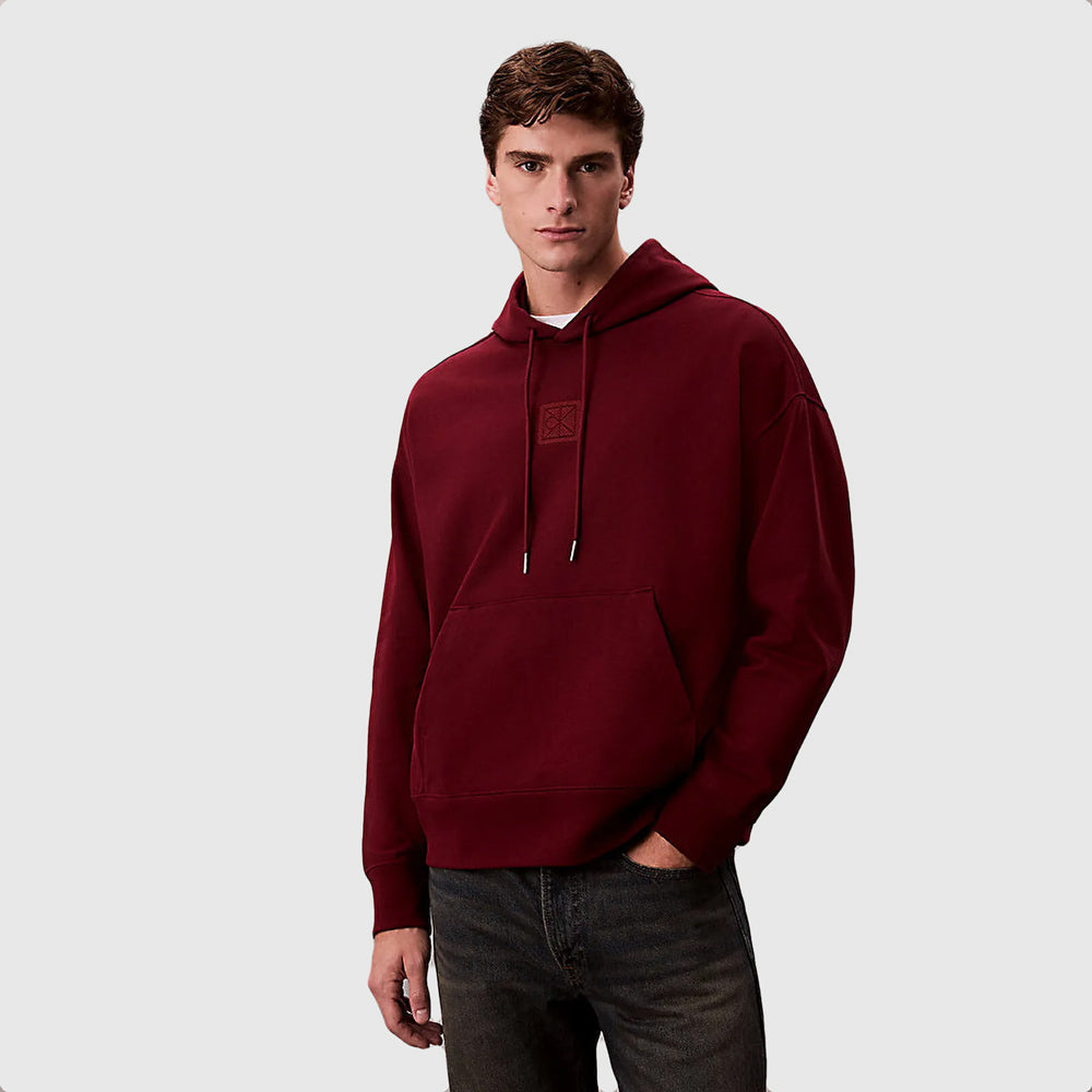 Calvin Klein Premium Terry Ck Emblem Hoodie - Red |ThirdBaseUrban