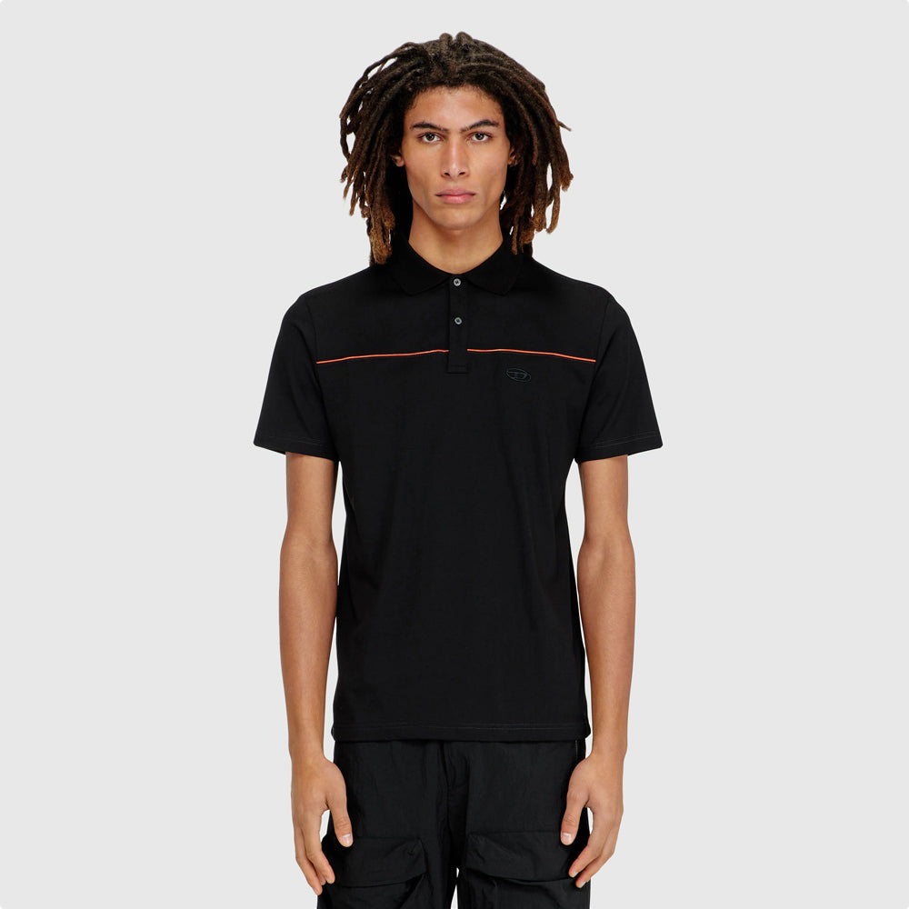 Diesel T-Rejust-Piping Golfer - Black |ThirdBaseUrban