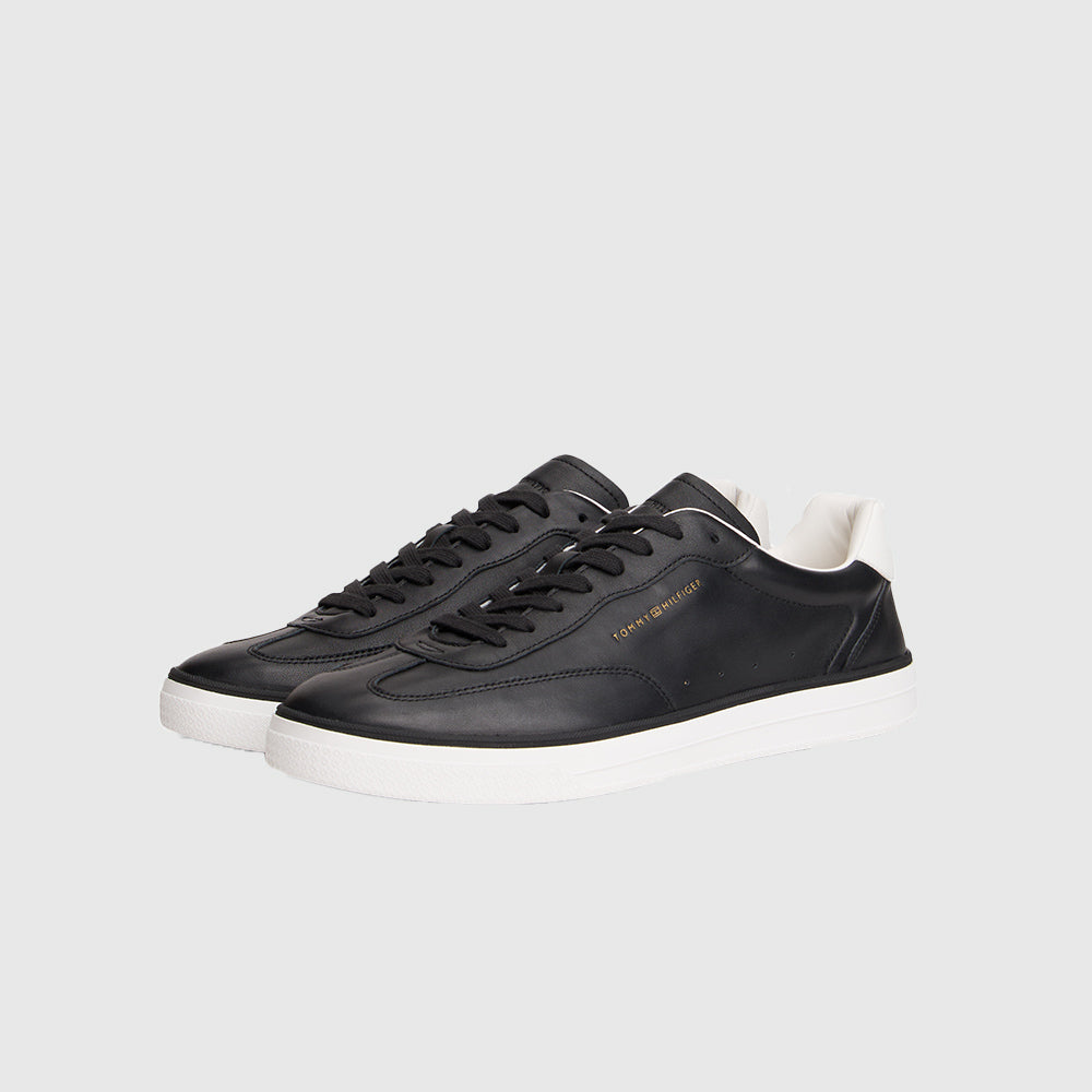 Luxe Logo Leather Trainers - Black