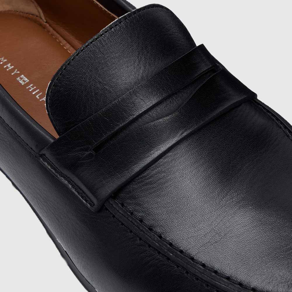 Flexible Slim Leather Loafer - Black
