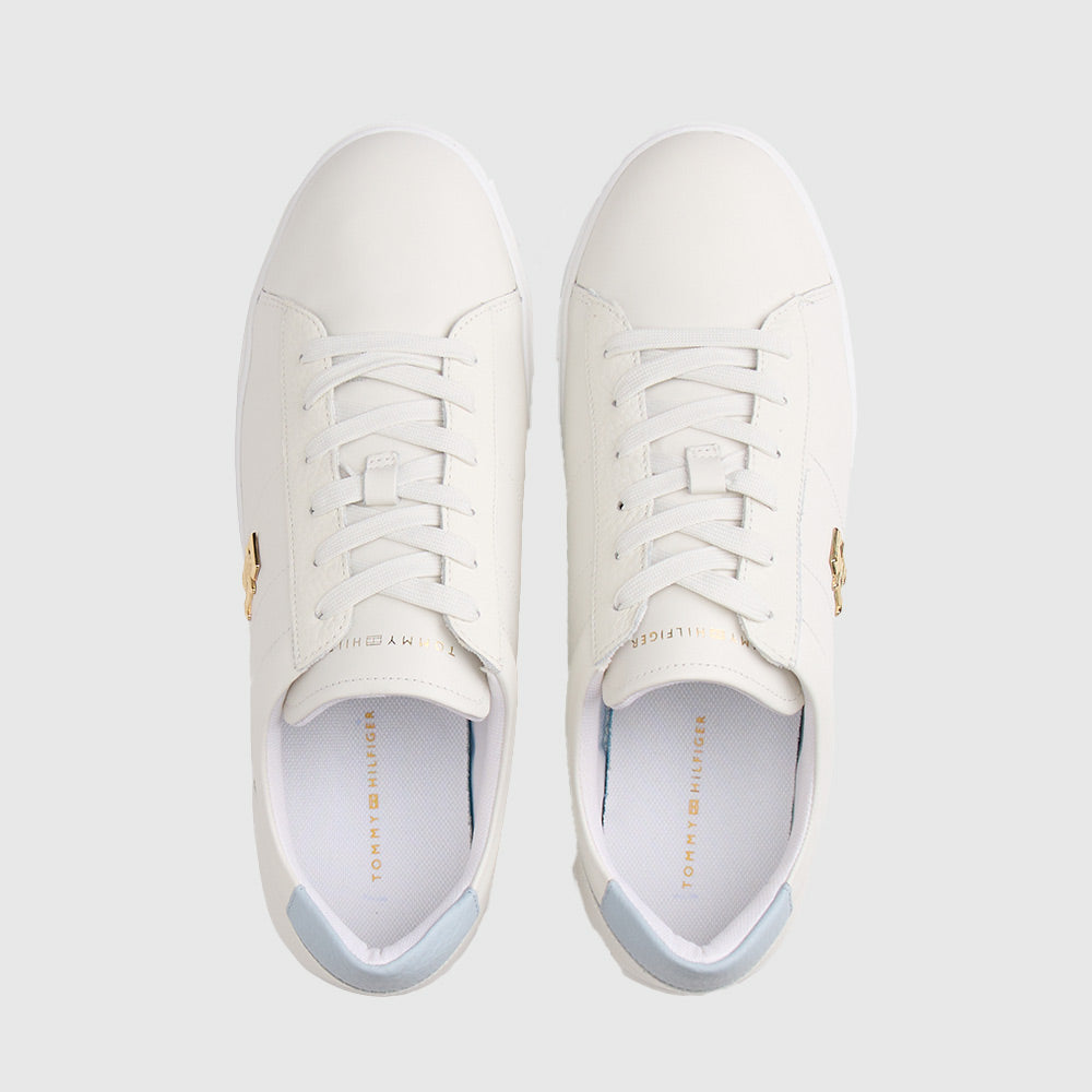 Leather Platform Court Sneaker - Ecru Multi