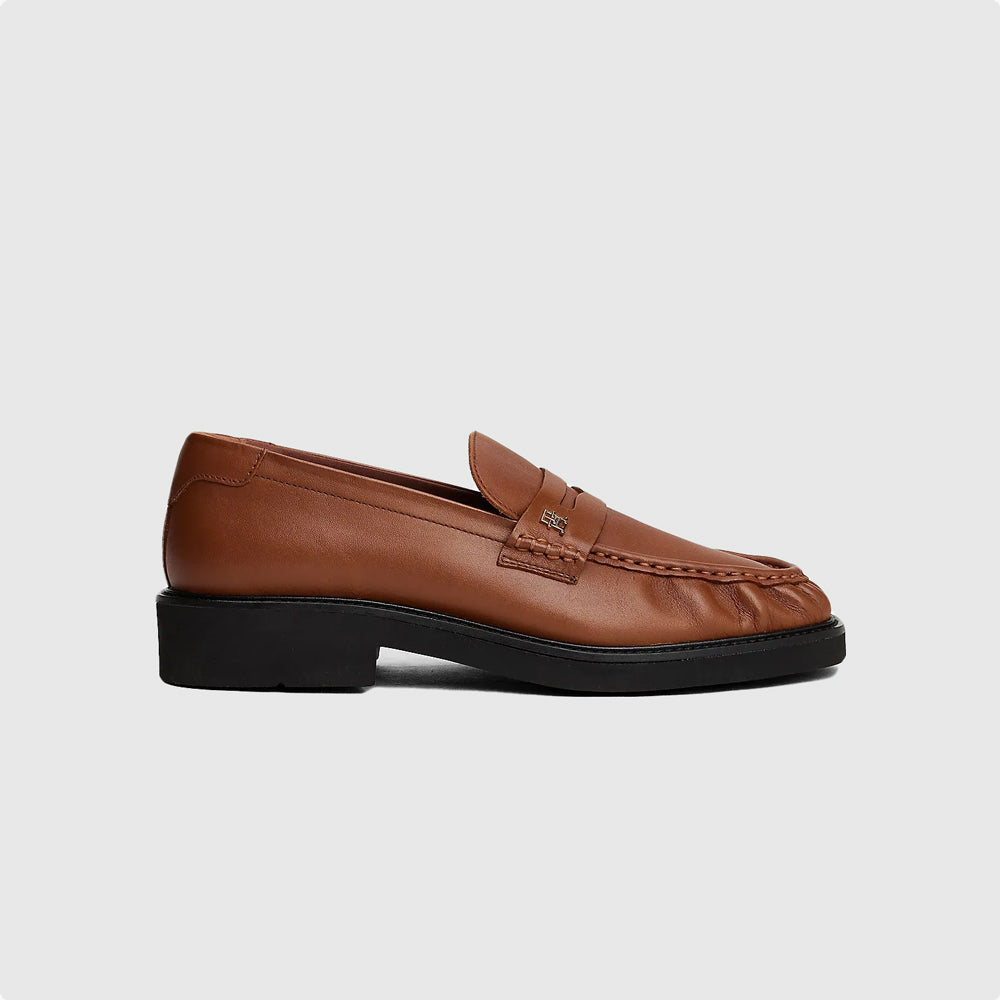 Tommy Hilfiger Square Leather Loafer - Cognac |ThirdBaseUrban
