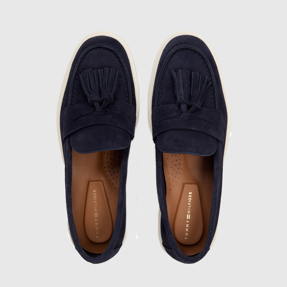 Light Suede Tassel Loafer - Navy