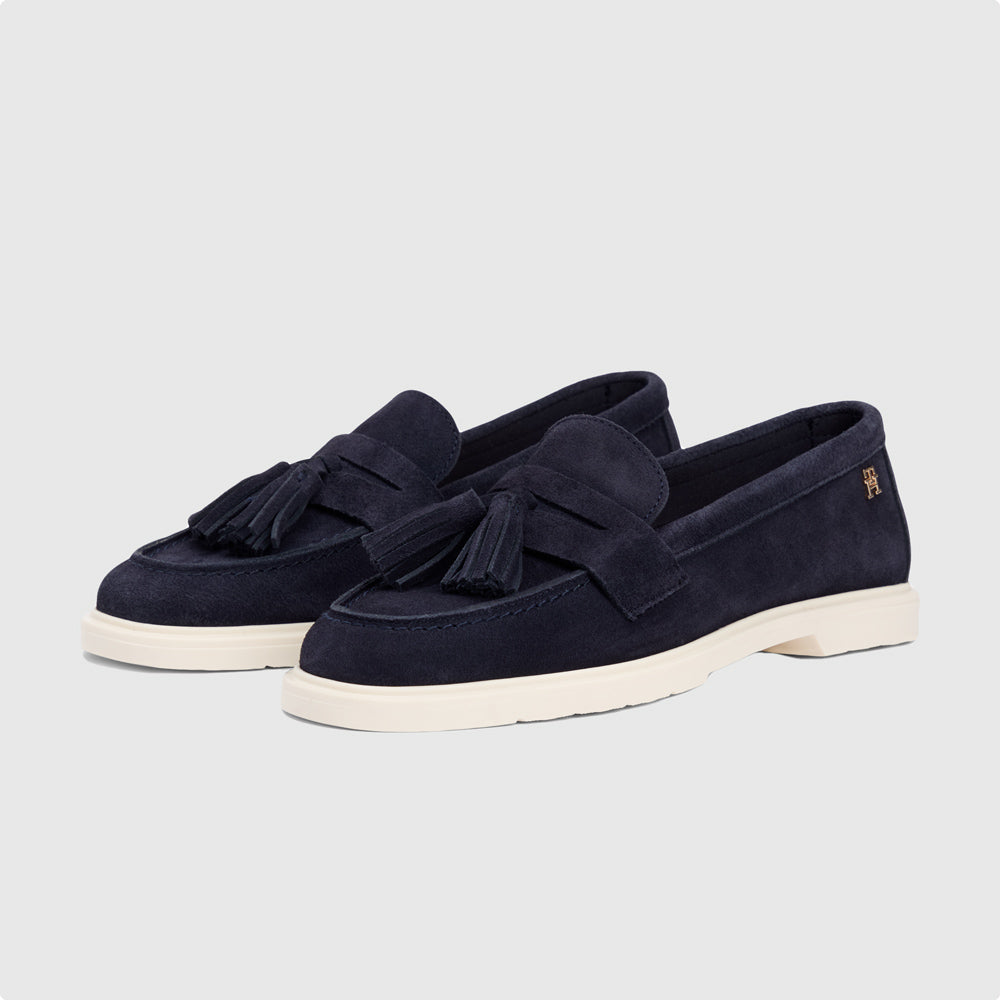 Light Suede Tassel Loafer - Navy
