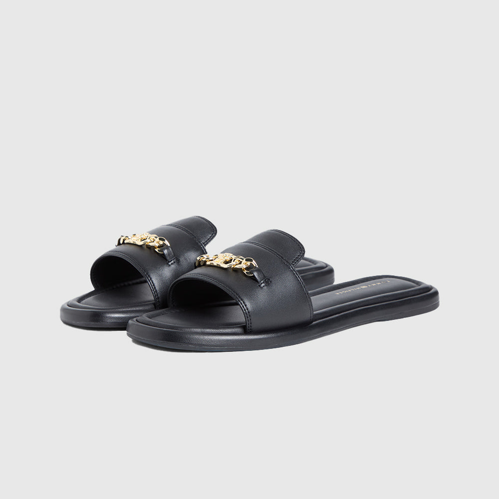 Leather Horsebit Leather Mule - Black